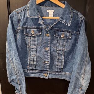 Per Se Cropped Denim Cropped Jacket Size Large